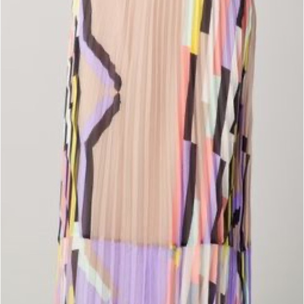 Tibi Multicolor Pleated Maxi Skirt - Pastel Geometric Print